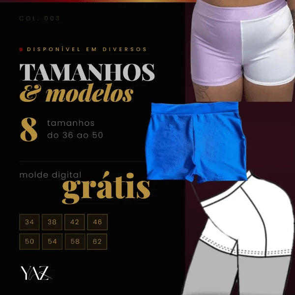 Molde de hotpant com 8 tamanhos e modelos para costura — Yaz Amorim Studio